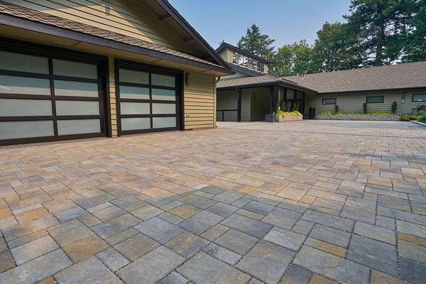 Picture of a paver driveway with textured pavers 